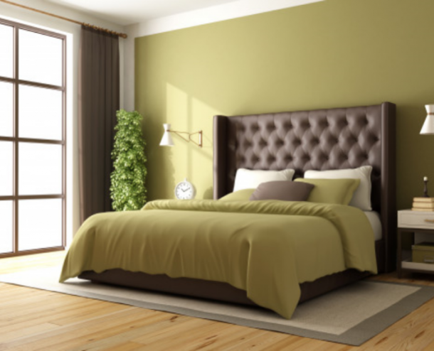 DecorNation Julius Upholstered Platform Bed for Bedroom, Home Furniture (Grey, Size: Queen)